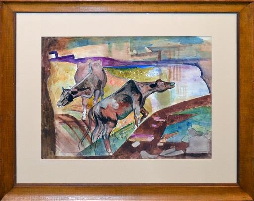 00 WILLIAM SOMMER Uphill Climb watercolor on