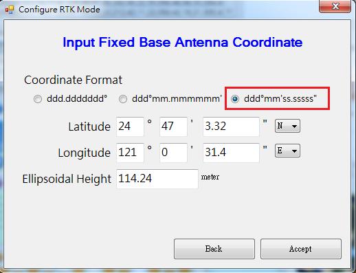 use the averaged position of initial 60 position fix for base antenna position reporting.