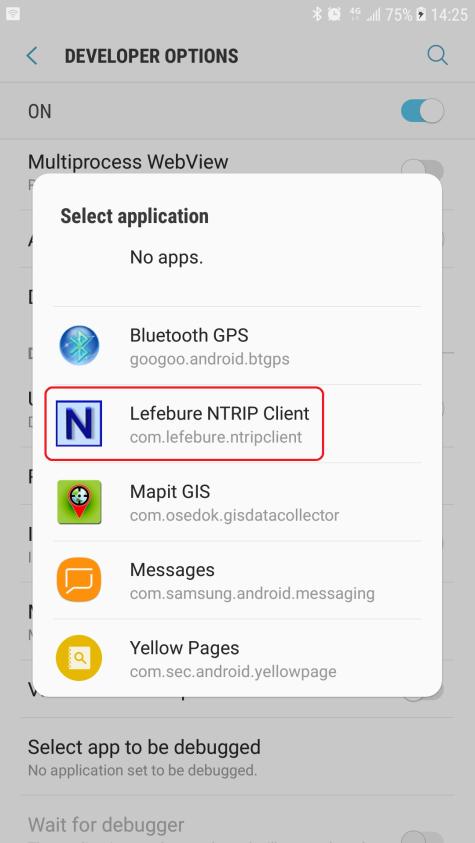 13. Select Lefebure NTRIP Client. 14.