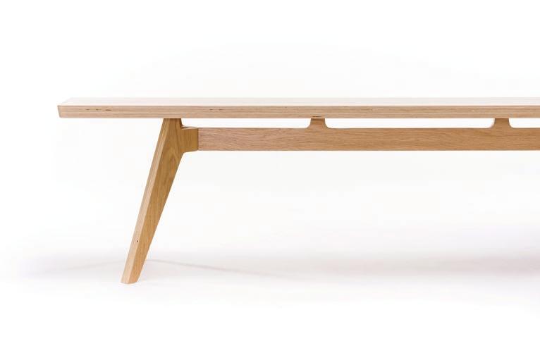 Lavitta Bench Design Poiat Material Legs: CNC-cutted plywood Connection parts: Mould pressed plywood Top: Plywood Basic colors Soft Oak (laquered) Black (stained) Special