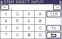 6 FUNCTIONS FOR TRANSMIT DTMF memory encoder (Continued) DDTransmitting DTMF code (Direct Input) qqselect the desired frequency band. (p. 3-6) wwon the Mode selection screen, select the FM or DV mode.