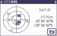 The screen also shows the direction, elevation angle, satellite numbers and their receiving signal strength status. qqpush QUICK (C). ww [ ]/[ ](D) to select GPS Information.