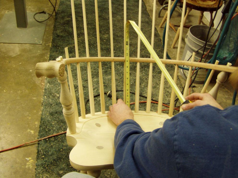 Installing an Arm on an Arm Chair Then, measure from the middle back of the seat to the bottom of the arm in the very center of the arm.