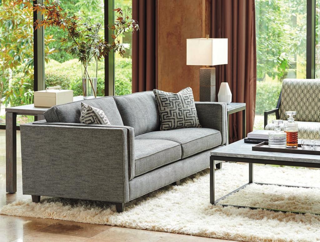 411-947 Proximity Square Cocktail Table 40W x 40D x 18H in. 411-966 Impulse Console 54W x 16D x 30H in. 7936-33-02 Brenner Sofa (Charcoal) 90.5W x 38D x 32.5H in.