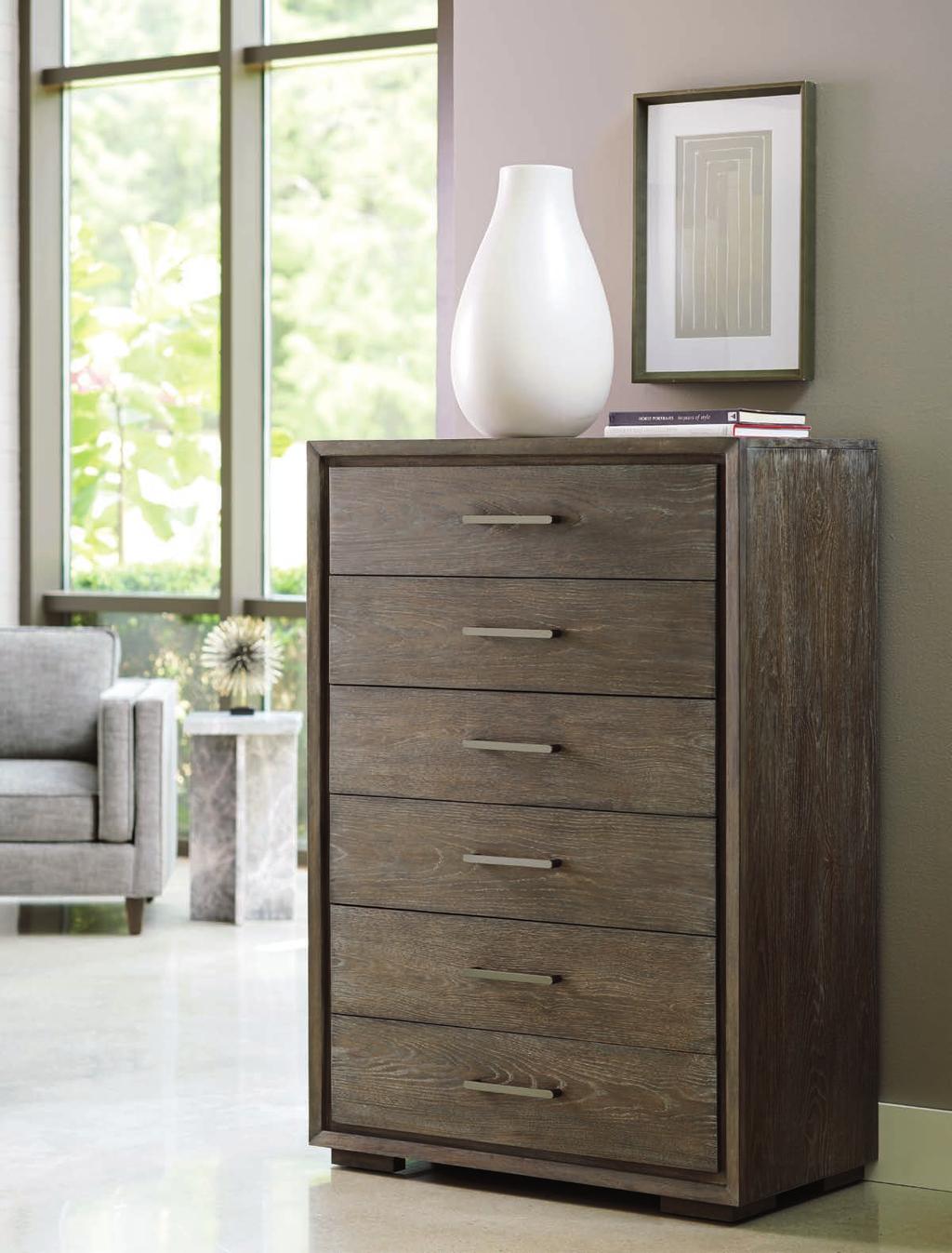 The 66-inch Cambia double dresser offers ample storage in two banks of soft-close drawers.