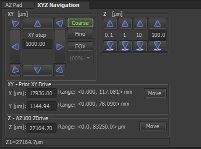 AZ Pad. 8. In the XYZ Navigation window, located next to the AZ Pad controls, use the Z controls to adjust your focus in short increments.