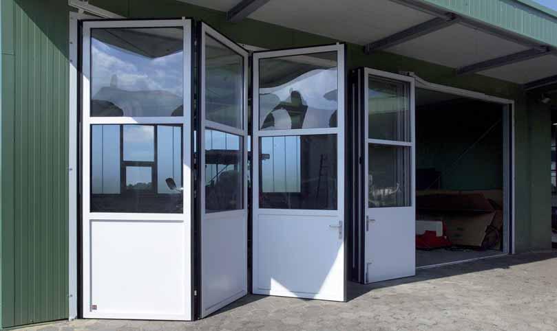 Numerous options for more light and transparency in unheated buildings Door versions (examples) Smooth sheet steel infill 1.5 mm thick Wicket door with threshold Prepared for on-site infill (max.