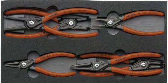 six circlip pliers in a foam tray Circlip Pliers Sets 4 parts tool roll made of hard-wearing
