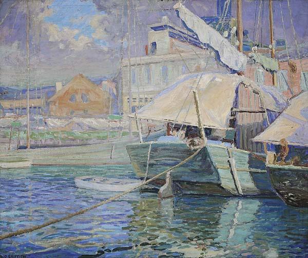 #11 Louis Oscar Griffith Charcoal Schooners $44,215 Lot 315, a circa 1916-17 Louis Oscar Griffith (American, 1875-1956, active New Orleans, 1916-1917) oil on masonite titled