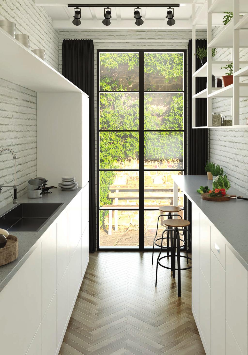 AOVE: Inner Urban Style kitchen features the benchtop in essastone Flint Igneous