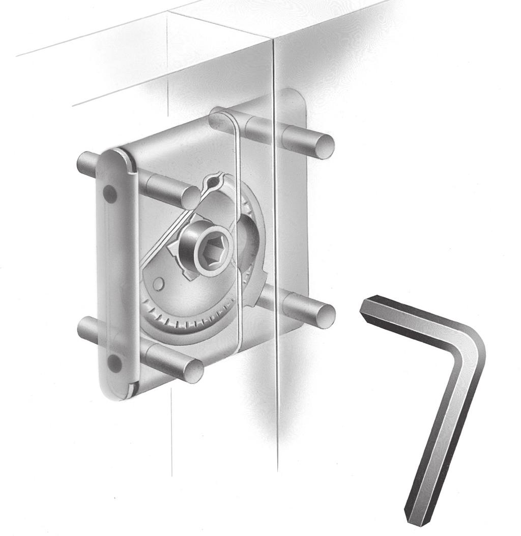 (1/4) screws (not supplied). A 1.6 (.06) gap should be maintained between latch and receptacle. panel (1.73) 2 pl (3.
