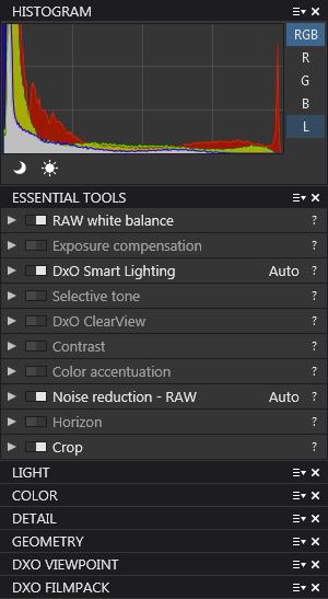 Certain parts of workspaces cannot be modified, such as the command bar and the viewer. However, you can change the arrangement of the palettes and how the tools are grouped.