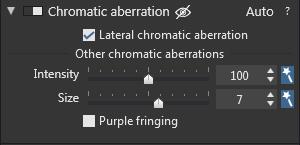 A particular phenomenon that is also mostly due to chromatic aberration, purple fringing is when a ghost-like purple image appears along highly-contrasted edges.