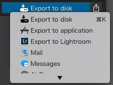 When you click on this button, a floating palette is displayed that indicates the progress of the export. A small progress bar also appears within the button itself during export.