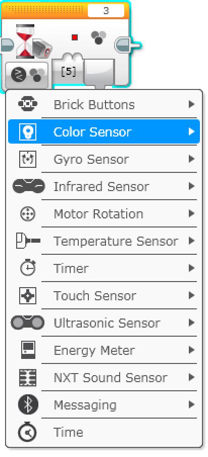 ACTIVITY 3: USING THE COLOR SENSOR Completion of course with correct program 50 points; Time points: Time points: 25 first, 20 second, 15 third, 10 fourth, 5 fifth) Attach the color sensor to the EV3