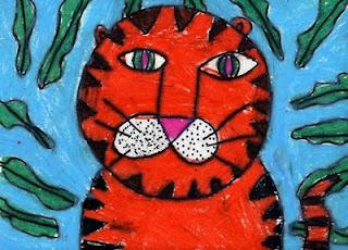 Animal Mom and Dads Rousseau Tiger Drawing Henri Rousseau was a French artist that lived in the late 1800s.