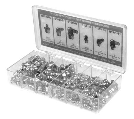 2398-1 Vehicle Fitting Assortment 31 This assortment contains six types of popular fittings. An identifying chart is included in the cover. Packaged in a durable plastic box.