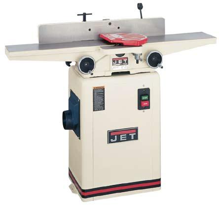JOINTERS 6" JOINTER BACK VIEW OF 708457K 1HP, 1Ph, 115/230V (Prewired 115V) 46" infeed / outfeed table Three-knife cutterhead Two-way tilting fence with positive stops at 45 and 90 Built-in rabbeting