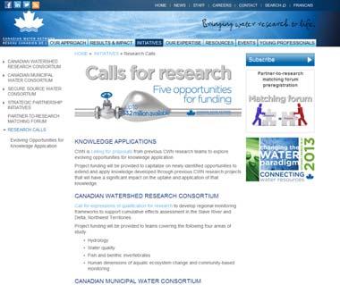 Canadian Water Network Call for Knowledge Application Proposals alex.bielak@ec.gc.