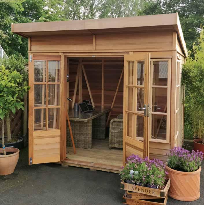 7 SUMMERHOUSES Alton Pentwick 6'5"deep Specifications Western red cedar cladding Sturdy Redwood frame 21mm thick Thermawood floorboards with tanalised bearers Georgian windows (2 fixed, 2 opening)