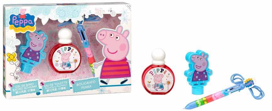 5931 PEPPA PIG SET EDT 50ML + GEL 50ML + MULTICOLOR PEN 9,26 Peppa Pig revolves around Peppa and her family and friends.
