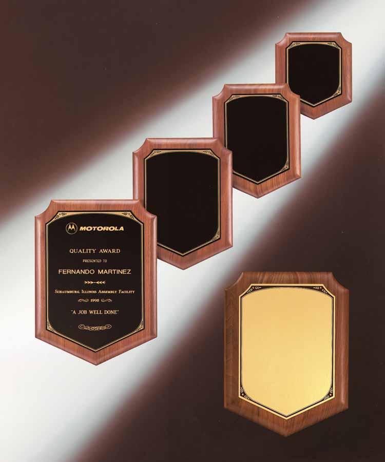 Airflyte Plaque Collection Precision made American walnut plaque, black or brush brass with printed border Gold P1666 7 x 8 46.