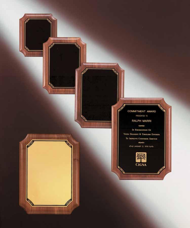 Airflyte Plaque Collection Precision made American walnut plaque, black or brush brass with printed border Gold P1661 7 x 8 46.