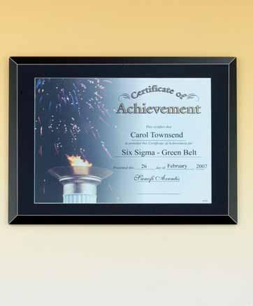 5-Star Medallion Black glass certificate plaque with easy open and close backing 4 Diameter Cast Medallion P3199 9 x 12 78.00 Not Shown - 2 1/2 Diameter CAM P3184 5 x 7 42.