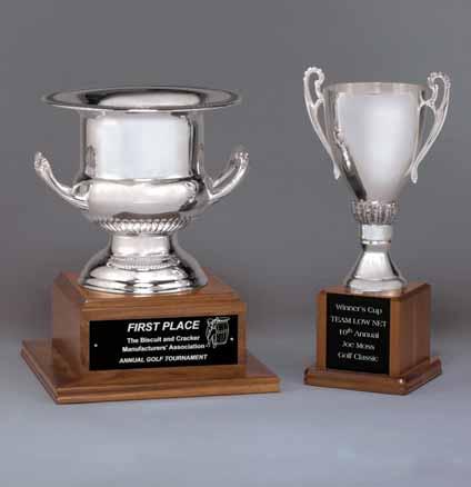 plated trophy cups on solid walnut base 370 8 1/2 165.00 399C 13 300.