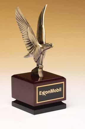 Fully Modeled Antique Bronze Eagle Casting on Mahogany and Black Finished Hardwood Base Fully modeled antique bronze casting