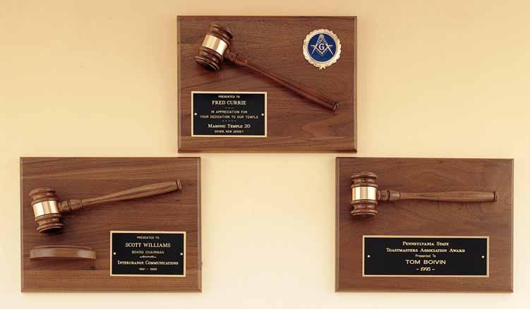 Parliament Series American walnut plaques and gavels Metal Gavel Goldtone 5116 7 1/2 25.50 5118 9 3/4 30.