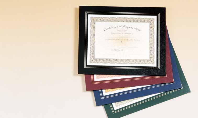 Bristol Series certificate/photo plaques Leatherette Frame Certificate Holder The look of leather with hot-stamped gold border Fold-out easel back for desk top presentation and 2