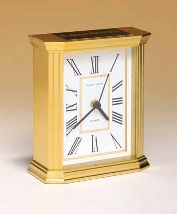 Traditional case clock with metal goldtone case and three-hand