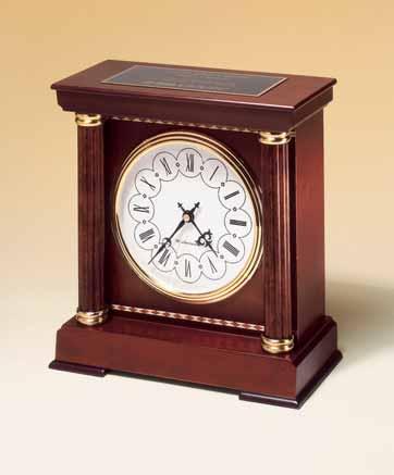 Airflyte Clock & Gift Collection Traditional clock with gold metal columns and rosewood