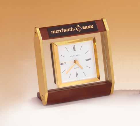 Airflyte Clock & Gift Collection Floating glass clock square goldtone bezel Weather