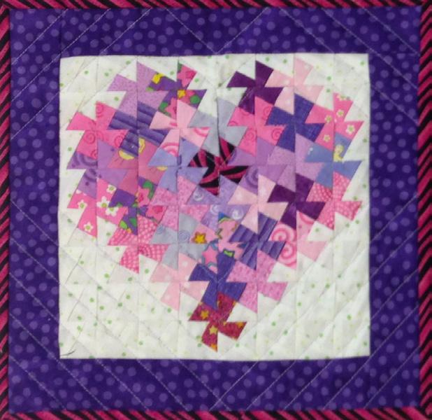 It can be made using 1 ½ inch strips as shown on the pattern or using 4 inch squares, your choice.