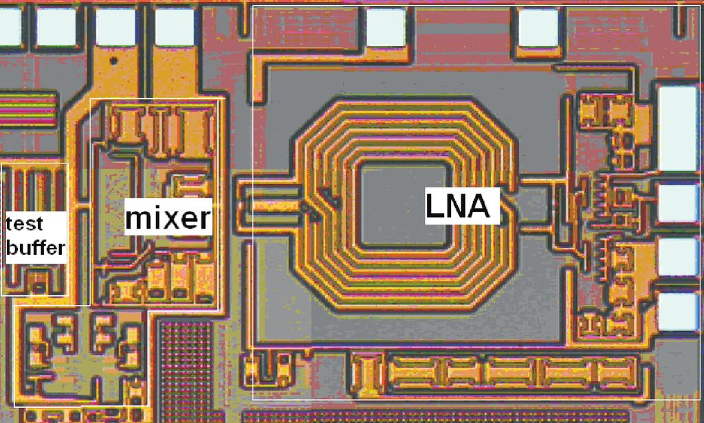 Fig. 7. Quadrature down-conversion mixer. Fig. 8. Die micrograph of the front-end receiver.