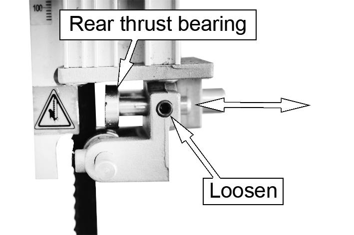 the blade tracking straight and correctly alligned during use. To adjust: UPPER GUIDE BEARINGS 1.