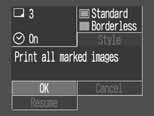114 Printing Printing with DPOF Print Settings The DPOF print settings can be used to print on a direct print function compatible printer or a direct print function