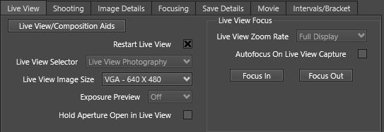 Additionally, on some Nikon models there is a Live View Mode selector for switching between tripod and hand-held autofocus modes.