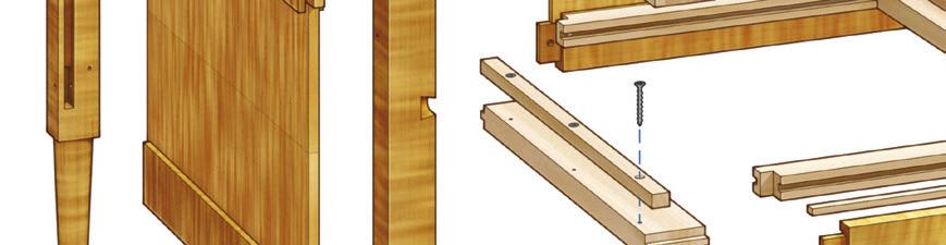 LEG 1 5 8 1 5 8 2 8" MIDDLE RUNNER 8" " CTF BOTTOM BACK RAIL 8 2 1 4 45 5 8" Order of Work Groove and mortise the legs. Groove and tenon the rails.