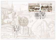 EUROPE. CASTLES Issue day 2017-04-29 Artist D. Vildžiūnas. Art paper. Offset. Stamp 37 x 30 mm. Perf. 14 x 14. No. 757-758. Nominals 0,81. Sheets of 10 (2 x 5) stamps.