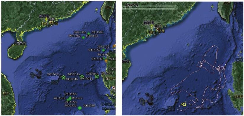 国际动态 美国海军再次在南中国海布放一批 Argo 剖面浮标 据国际 Argo 信息中心提供的 Google earth 图层显示, 目前在南中国海有 10 个剖面浮标在正常工作, 其中 1 个 ARVOR 型剖面浮标是由中国 Argo 计划早期布放在菲律宾以东的西太平洋海域, 并于 2015 年 2 月 11 日穿过吕宋海峡漂移进入南中国海的 ; 另外 9 个 APEX