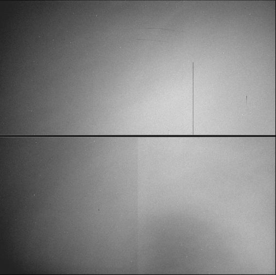 A B C D Figure 1. At left is a gray-scale image of the full-frame four-amp readout post-flash image taken on instrument side two with the CCDs cold (i61gm3aur_08066100814); stretch is +/-20%.