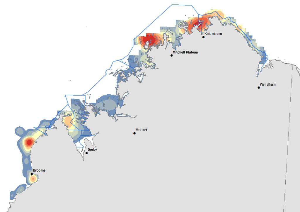 Dugong abundance hotspots combining WAMSI (2015) + Woodside