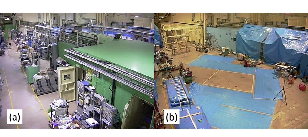 Figure 2: Photos of BL-15 site (a) before the end of the PF-ring operation of FY2012 and (b) at the end of FY2012. Table 1: Ray-tracing simulation using the programs SHADOW and XOP.