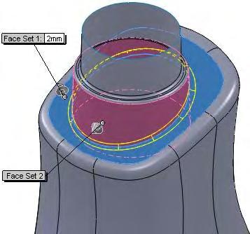 For Pieces to Remove select the surface inside the revolve surface (shown in purple). Click OK. 31.