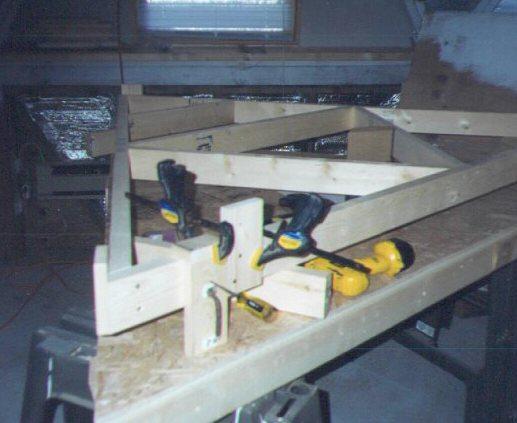 Positioning cleats are attached to the pattern panel by first clamping marking awl jig to pattern panel at