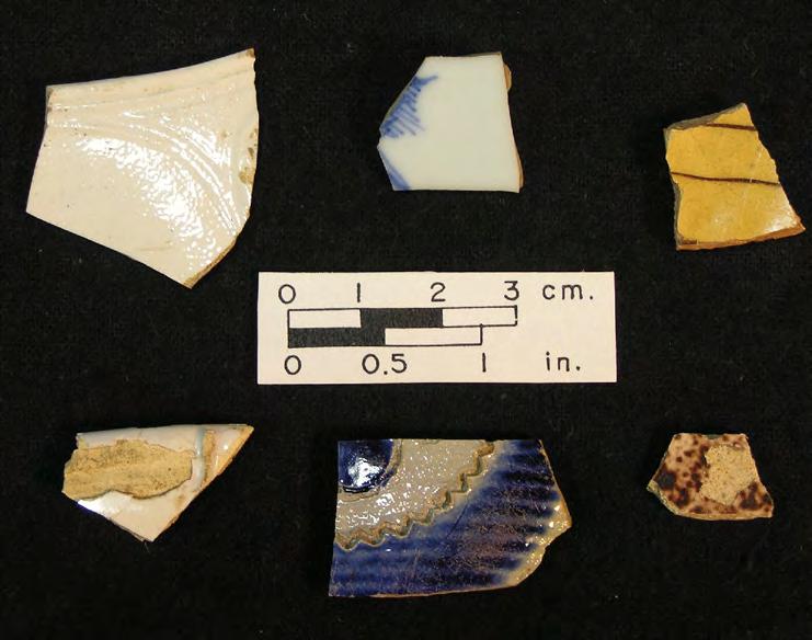 Thwings Point 2014 16 Figure 18. Example of various ceramics found during the 2014 excavations. dating from 1740 to 1770.