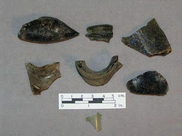 Thwings Point 2014 17 Figure 19. Samples of bottle glass from the excavation. The earliest known European example dates from 1572.